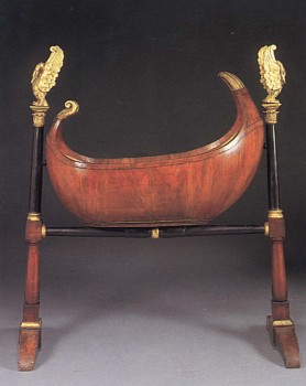 19th Century AUSTRIAN -&nbsp;Biedermeier Black Walnut, Ebonized and Parcel-Gilt Cradle